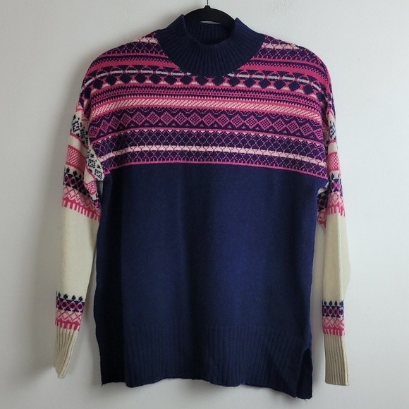 Woolovers Sweaters - Woolovers Lambswool fairisle sweater Navy Sz XS NWT